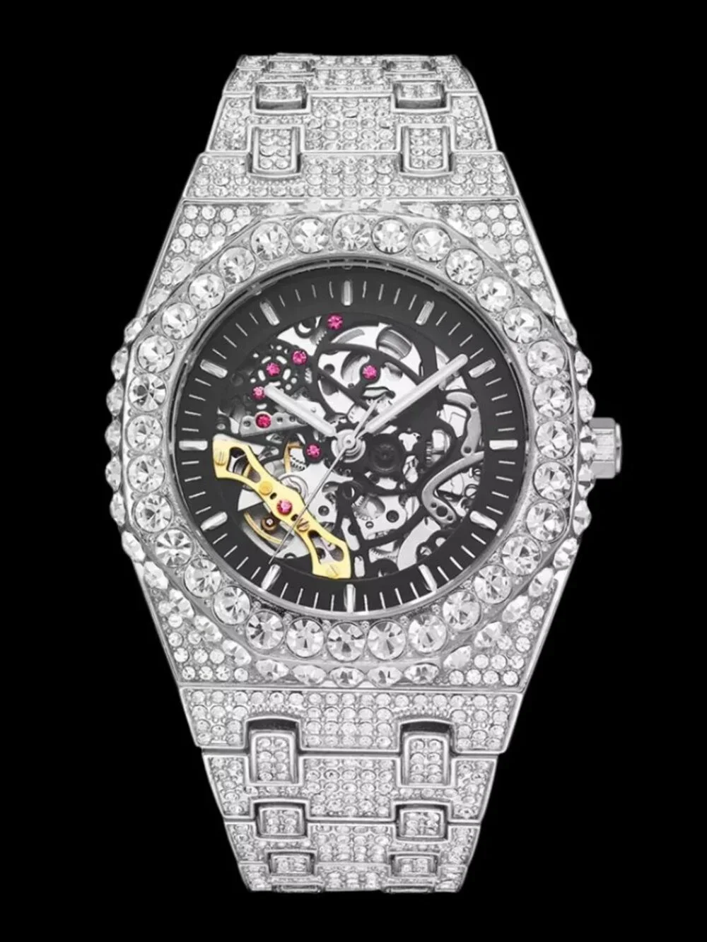 Self-Wind Mechanical Skeleton Iced Out Diamond Watch